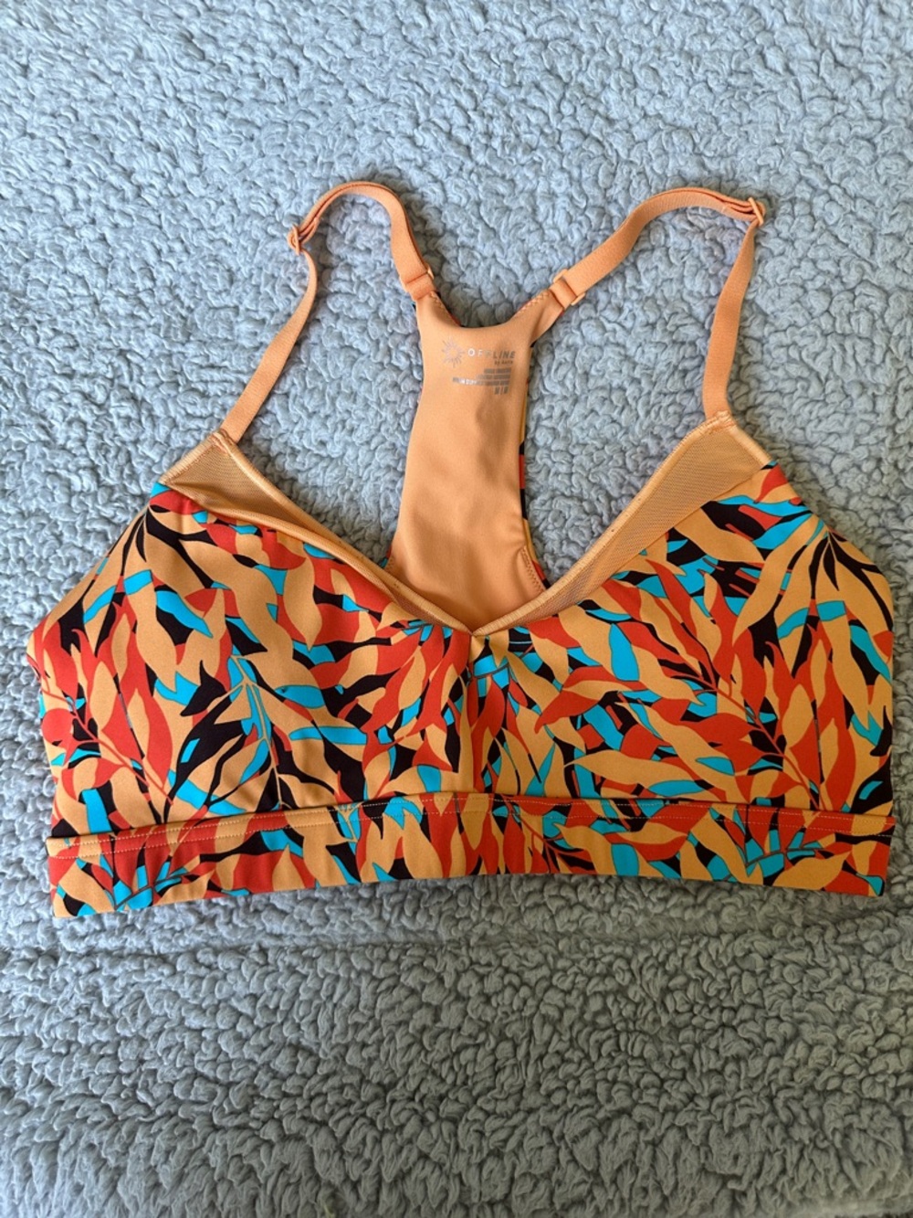 Racerback Bralette in Orange Multi Leaf Print
